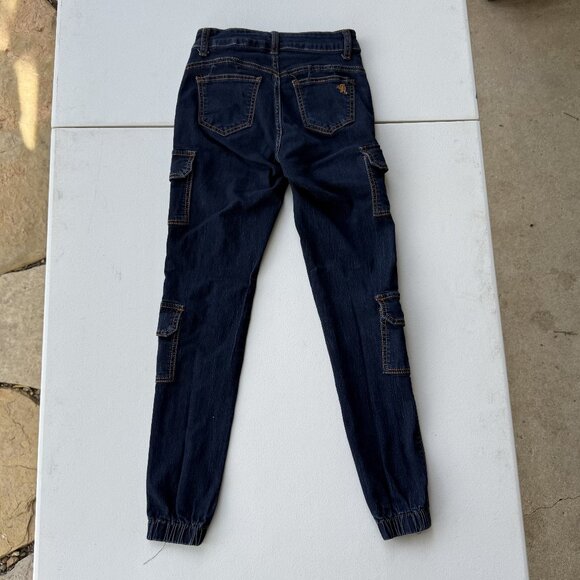 Dark Wash Cargo Joggers Size 00 - Picture 2 of 5